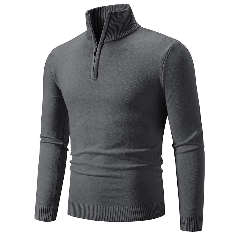2023 Men's Plus Size Fleece Zip Mock Neck Sweater - Serene