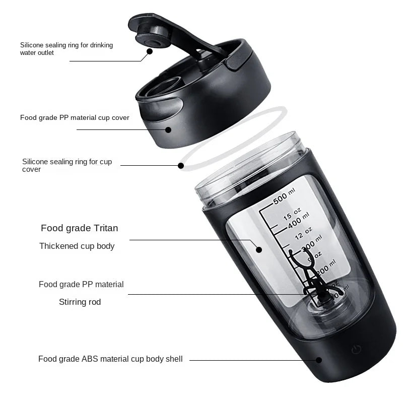 Electric Portable Whey Protein Shaker Bottle - Serene