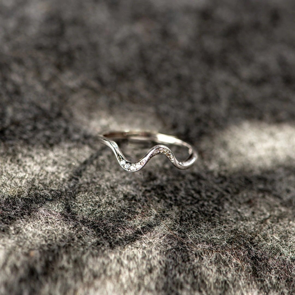 Water Wave Silver Ring in Fashion Design - Serene