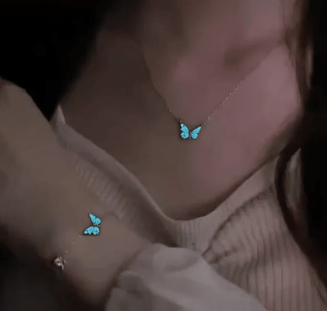 Blue Luminous Smart Butterfly Necklace - Serene