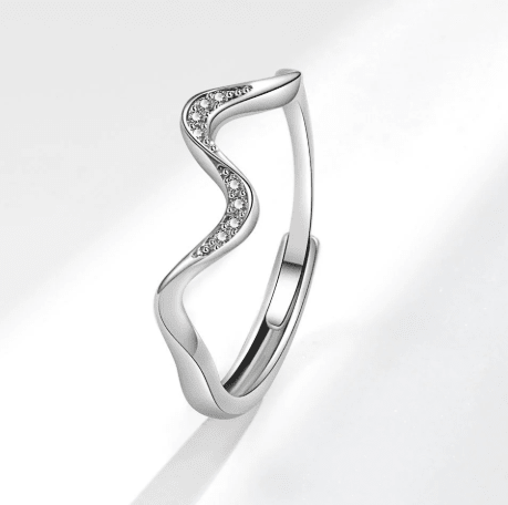 Water Wave Silver Ring in Fashion Design - Serene