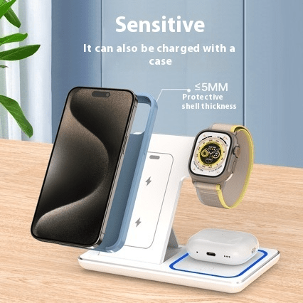 3 In 1 LED Fast Wireless Charger Stand Foldable Charging Station - Serene