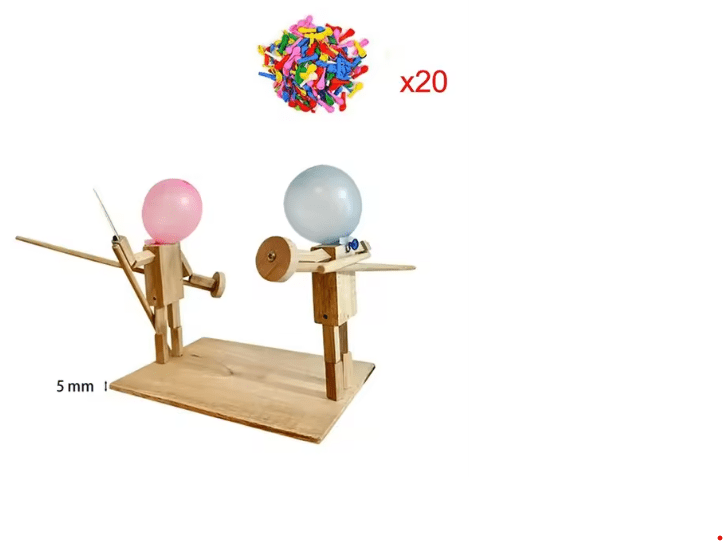Handmade Balloon Heads Wooden Fighter Puppets - Serene