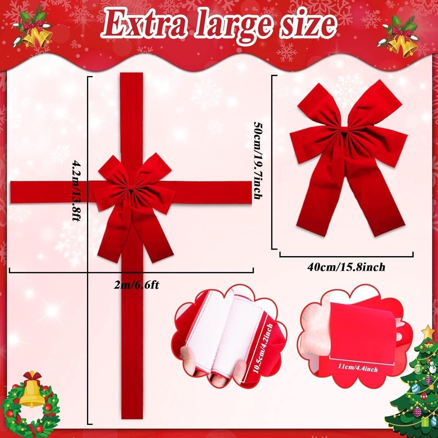 Christmas Door Hanging Bow Ribbon - Serene