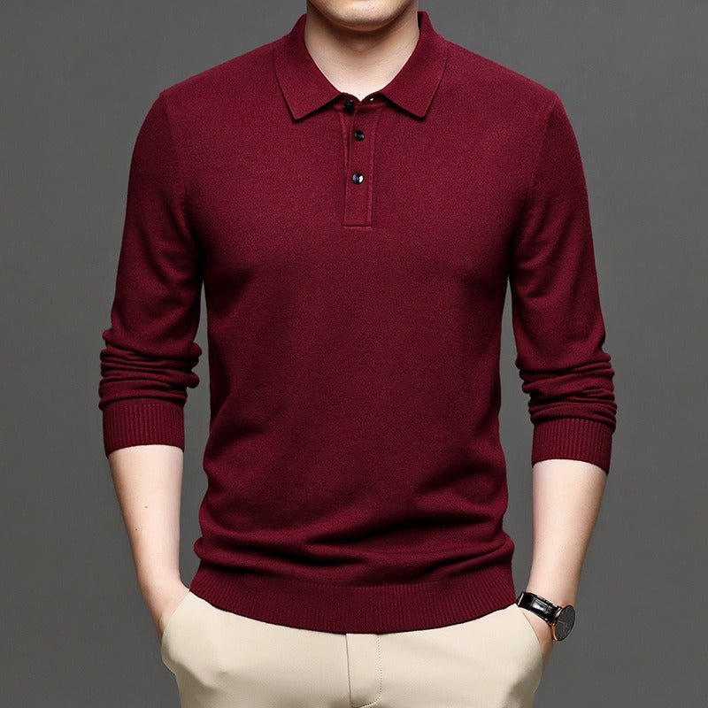 Men's Lapel Knit Pullover Sweater - Serene