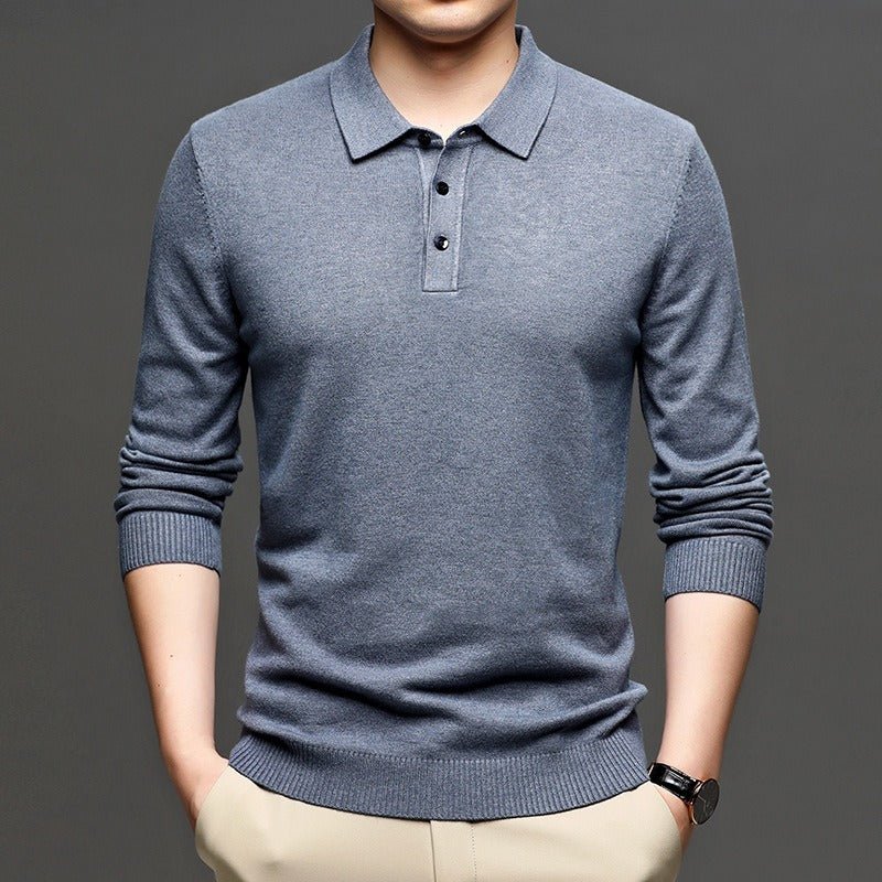 Men's Lapel Knit Pullover Sweater - Serene