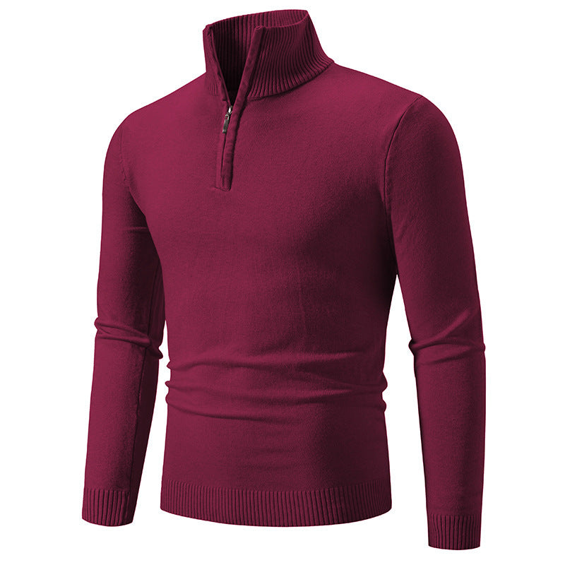 2023 Men's Plus Size Fleece Zip Mock Neck Sweater - Serene