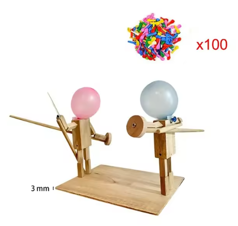 Handmade Balloon Heads Wooden Fighter Puppets - Serene