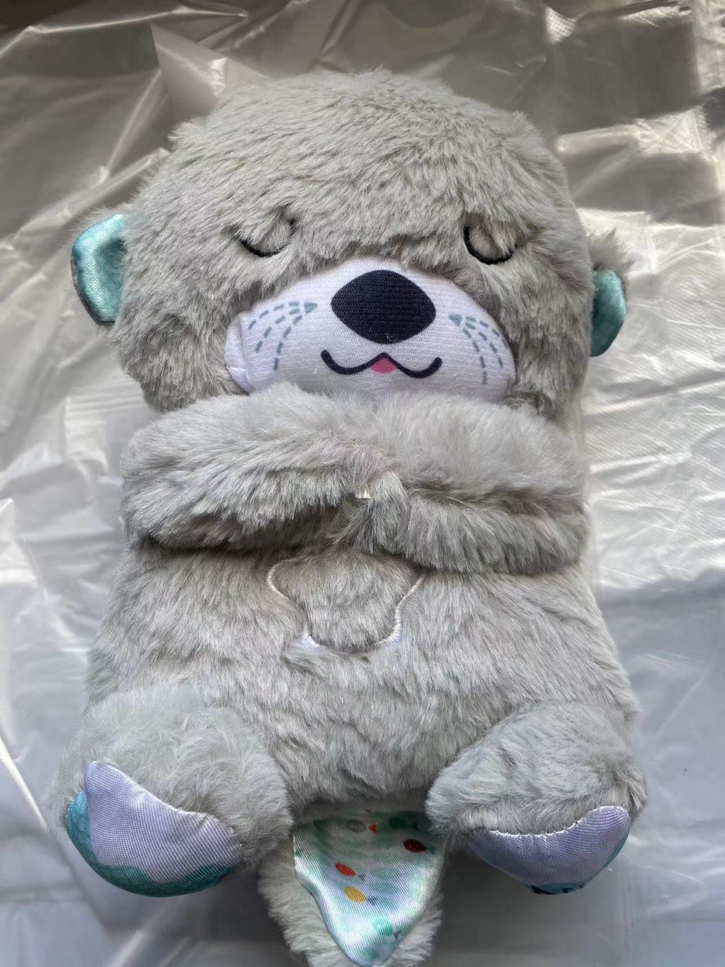 Sound Machine Soothe 'n Snuggle Otter Portable Plush Baby Toy with Sensory Details Music Lights & Rhythmic Breathing Motion - Serene