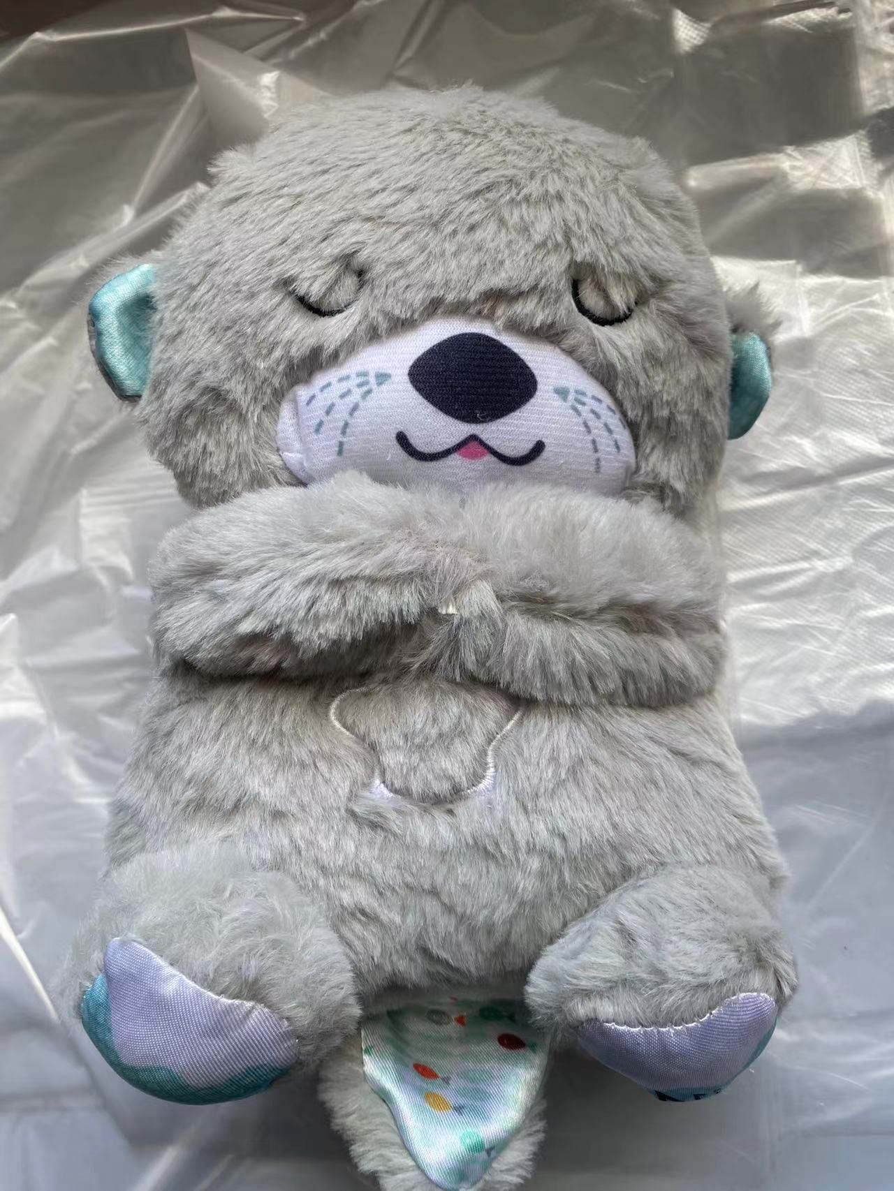 Sound Machine Soothe 'n Snuggle Otter Portable Plush Baby Toy with Sensory Details Music Lights & Rhythmic Breathing Motion - Serene