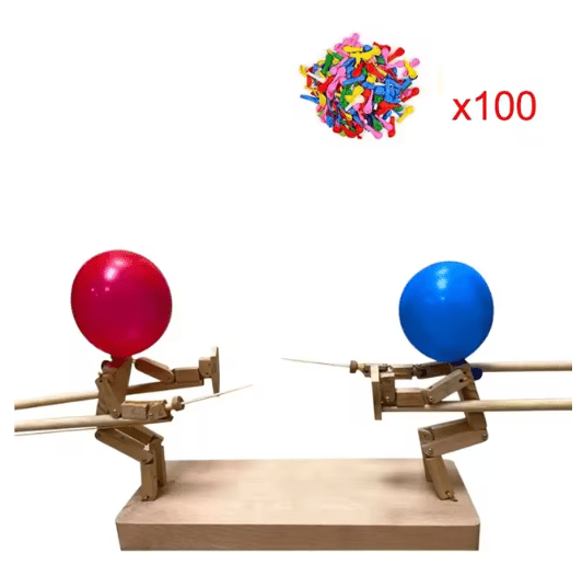 Handmade Balloon Heads Wooden Fighter Puppets - Serene