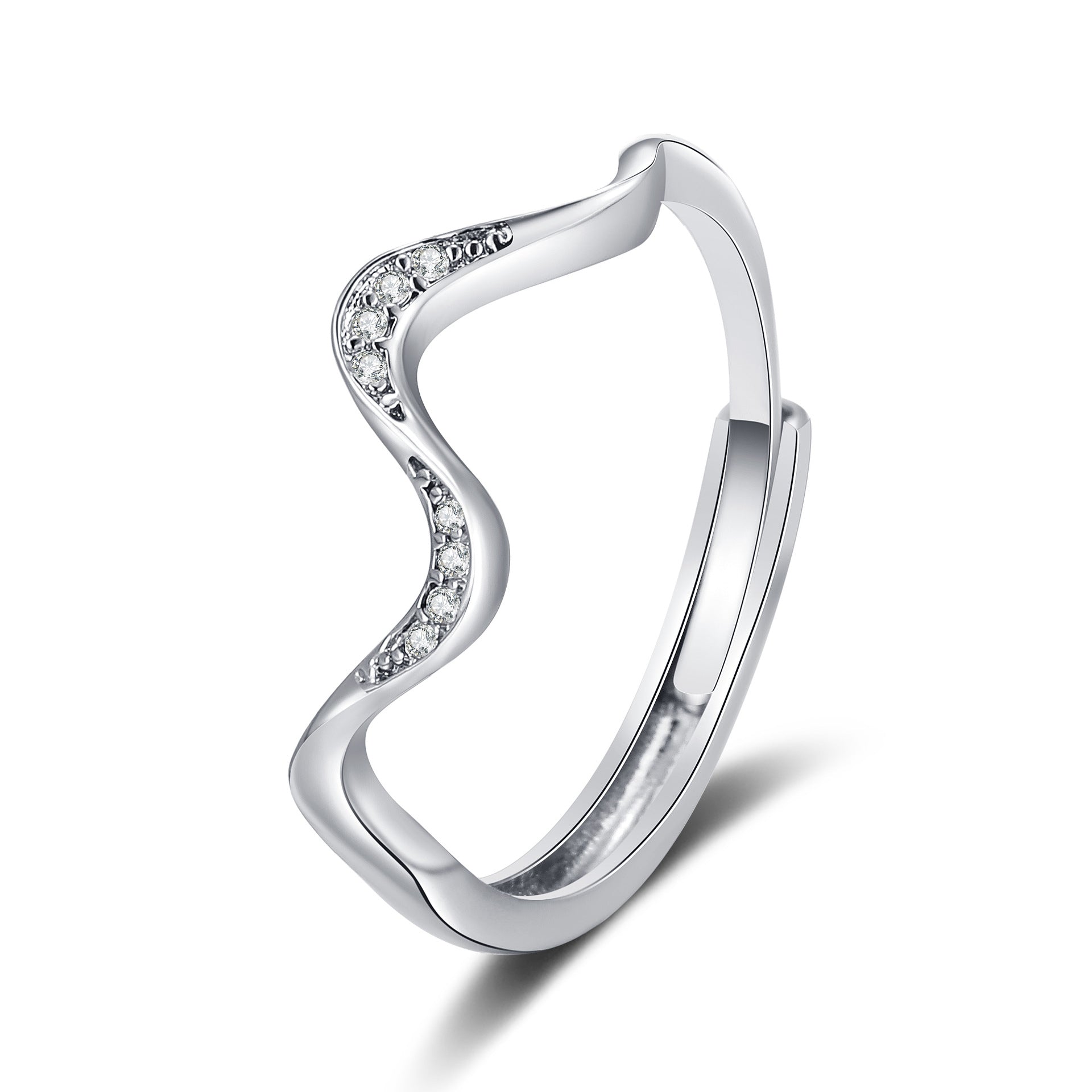 Water Wave Silver Ring in Fashion Design - Serene
