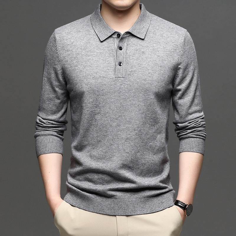 Men's Lapel Knit Pullover Sweater - Serene