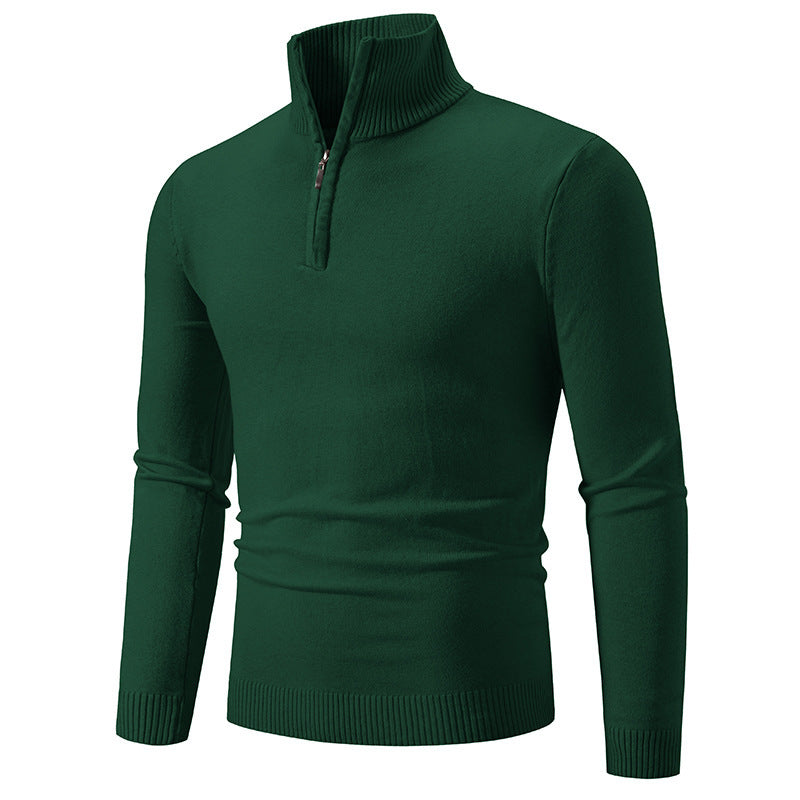 2023 Men's Plus Size Fleece Zip Mock Neck Sweater - Serene