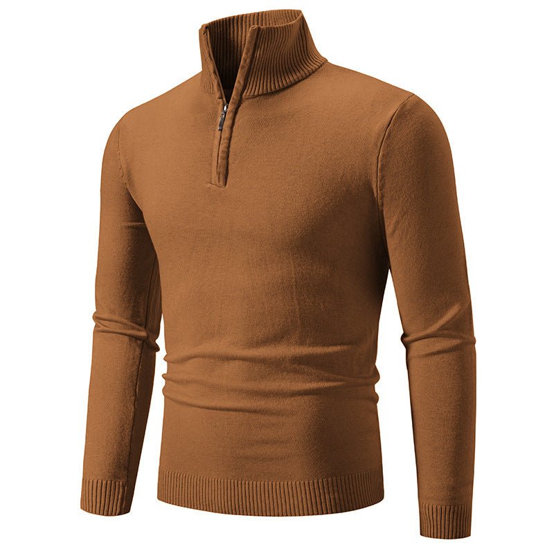 2023 Men's Plus Size Fleece Zip Mock Neck Sweater - Serene