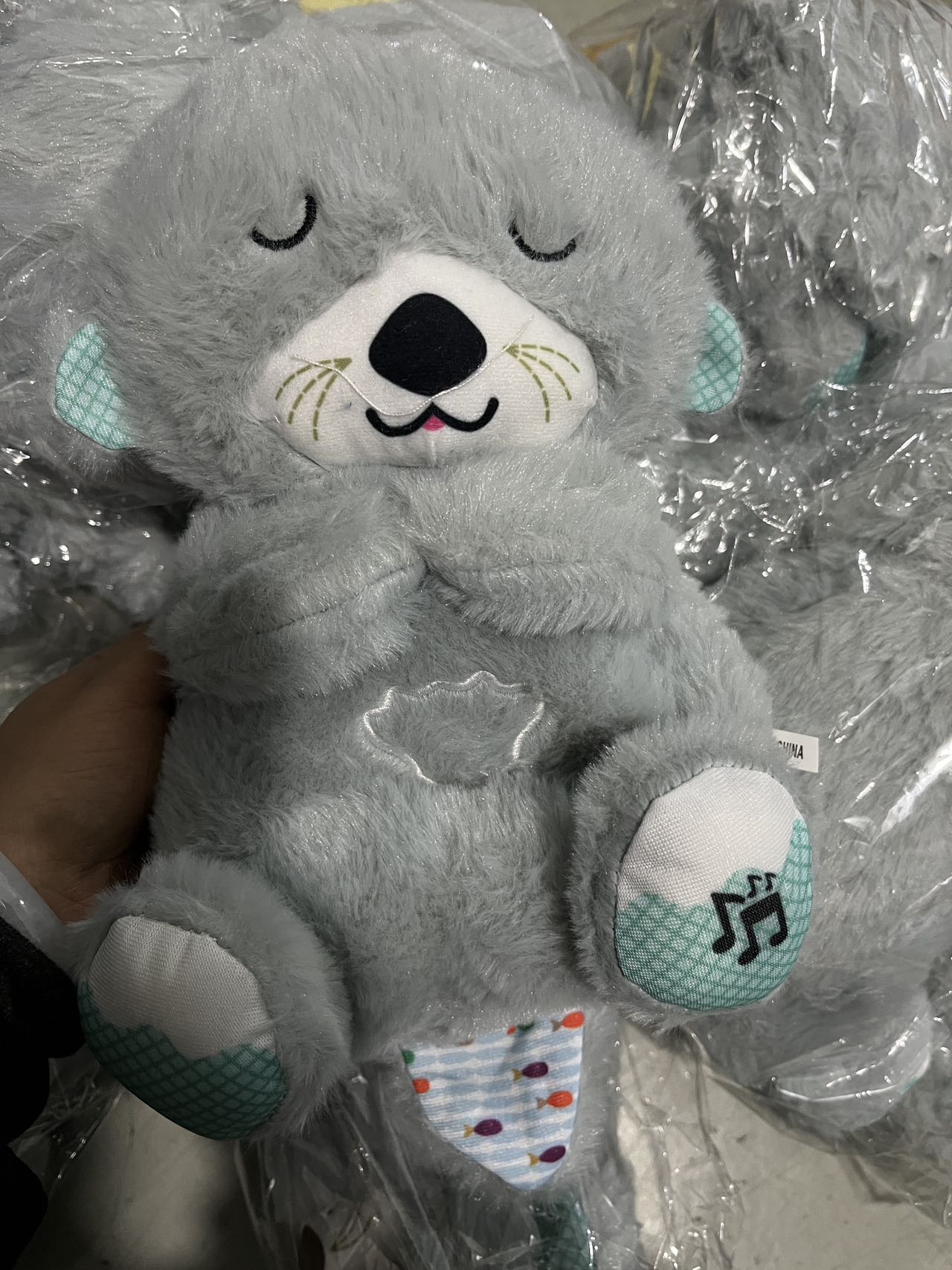 Sound Machine Soothe 'n Snuggle Otter Portable Plush Baby Toy with Sensory Details Music Lights & Rhythmic Breathing Motion - Serene