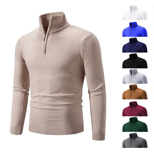 2023 Men's Plus Size Fleece Zip Mock Neck Sweater - Serene