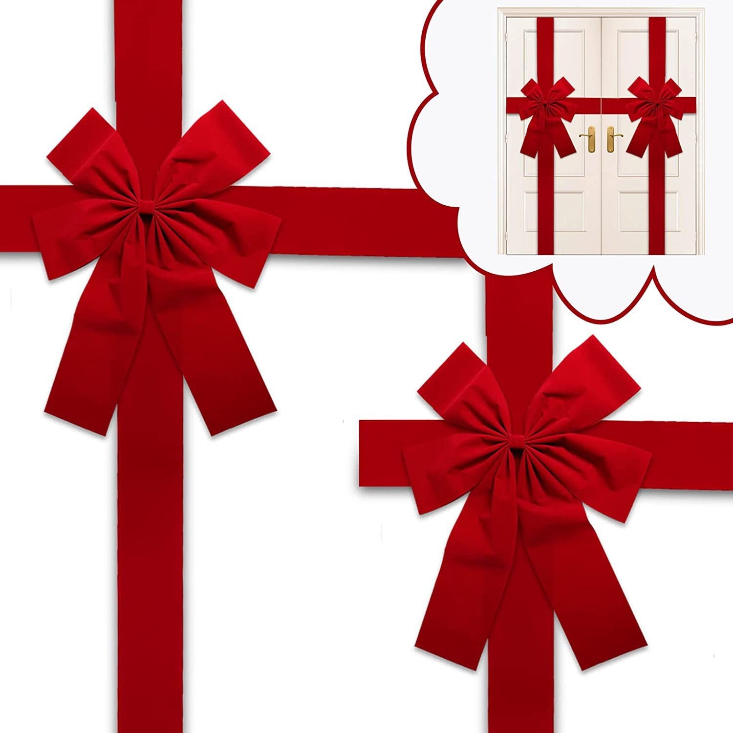 Christmas Door Hanging Bow Ribbon - Serene