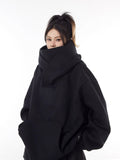 Loose High Collar Fleece Lined Hoodie - Serene