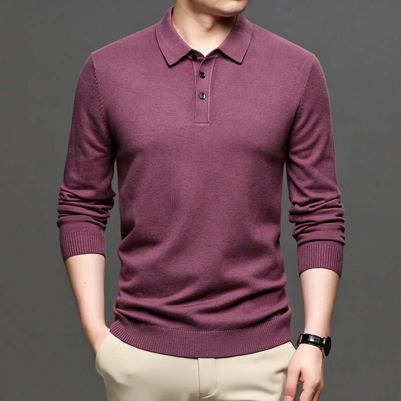 Men's Lapel Knit Pullover Sweater - Serene