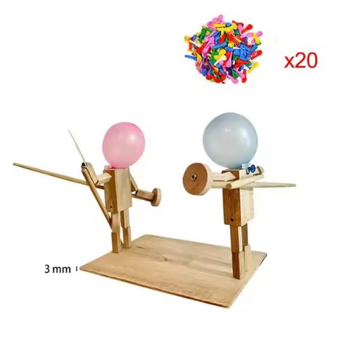 Handmade Balloon Heads Wooden Fighter Puppets - Serene