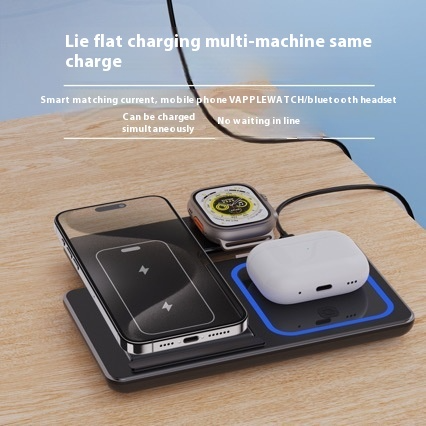 3 In 1 LED Fast Wireless Charger Stand Foldable Charging Station - Serene