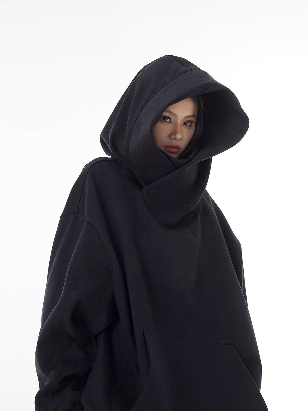 Loose High Collar Fleece Lined Hoodie - Serene