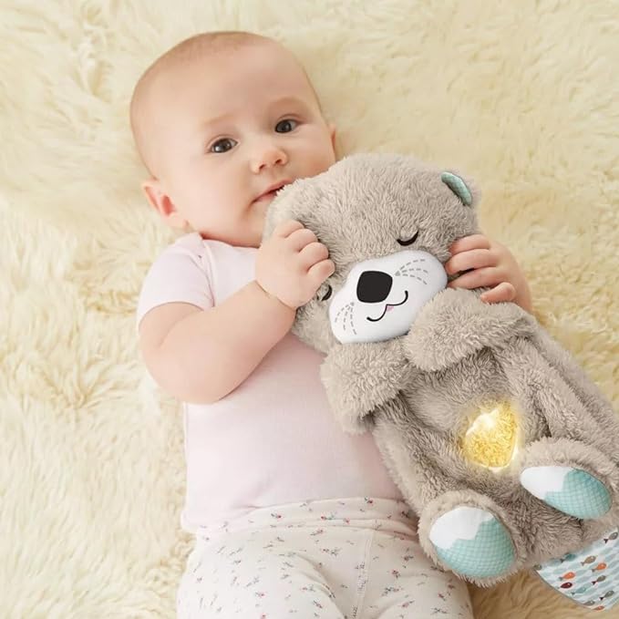 Sound Machine Soothe 'n Snuggle Otter Portable Plush Baby Toy with Sensory Details Music Lights & Rhythmic Breathing Motion - Serene