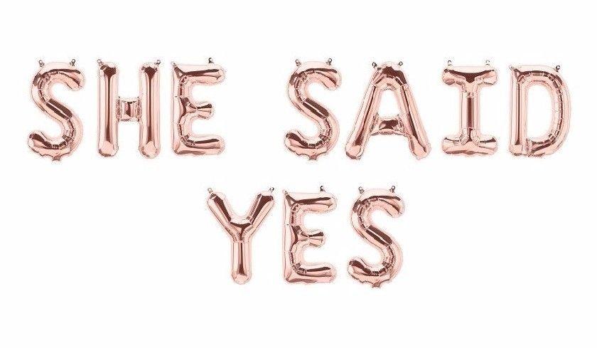She Said YES Rose Gold 16" Balloon Banner | Multiple phrases! - Serene