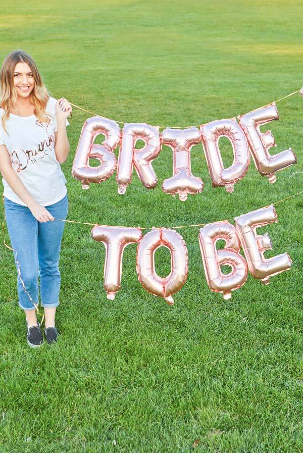 She Said YES Rose Gold 16" Balloon Banner | Multiple phrases! - Serene
