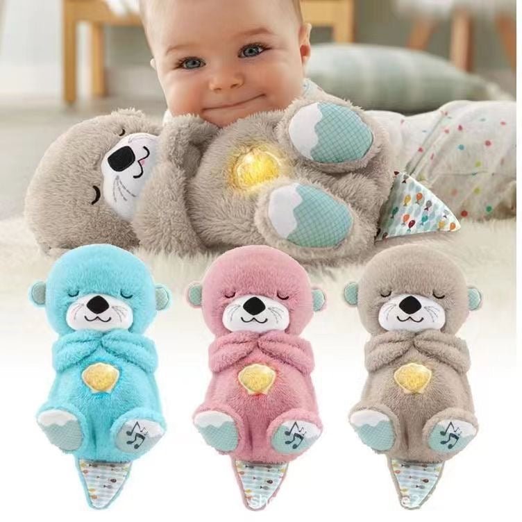 Sound Machine Soothe 'n Snuggle Otter Portable Plush Baby Toy with Sensory Details Music Lights & Rhythmic Breathing Motion - Serene