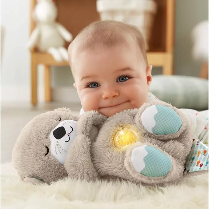 Sound Machine Soothe 'n Snuggle Otter Portable Plush Baby Toy with Sensory Details Music Lights & Rhythmic Breathing Motion - Serene