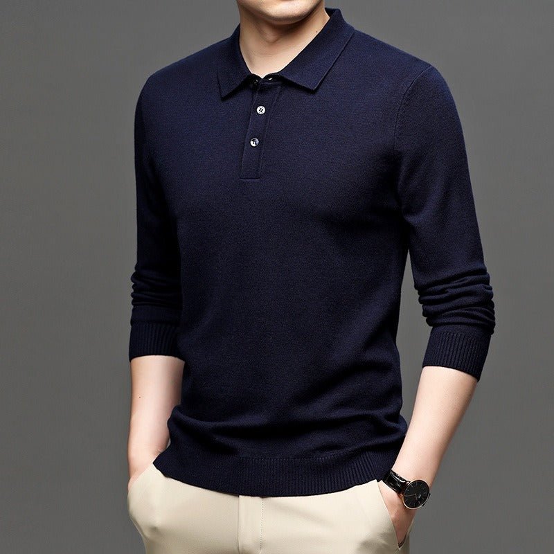 Men's Lapel Knit Pullover Sweater - Serene